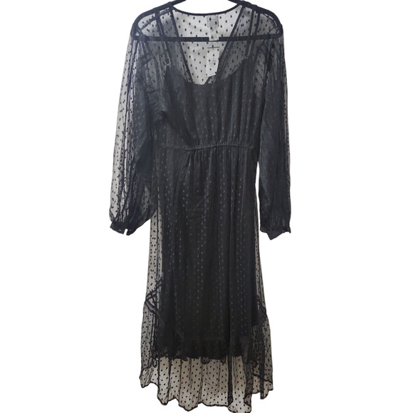 Cabi Theater Dress Black w Polka Dot Lace overlay Size Medium NWT Retail $169 - Picture 6 of 16